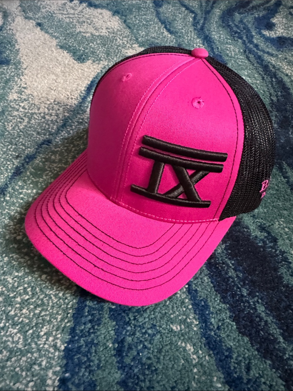 Bar 9, Bozeman MT Hot Pink and Black Trucker Hat with Embroidered Logo, New